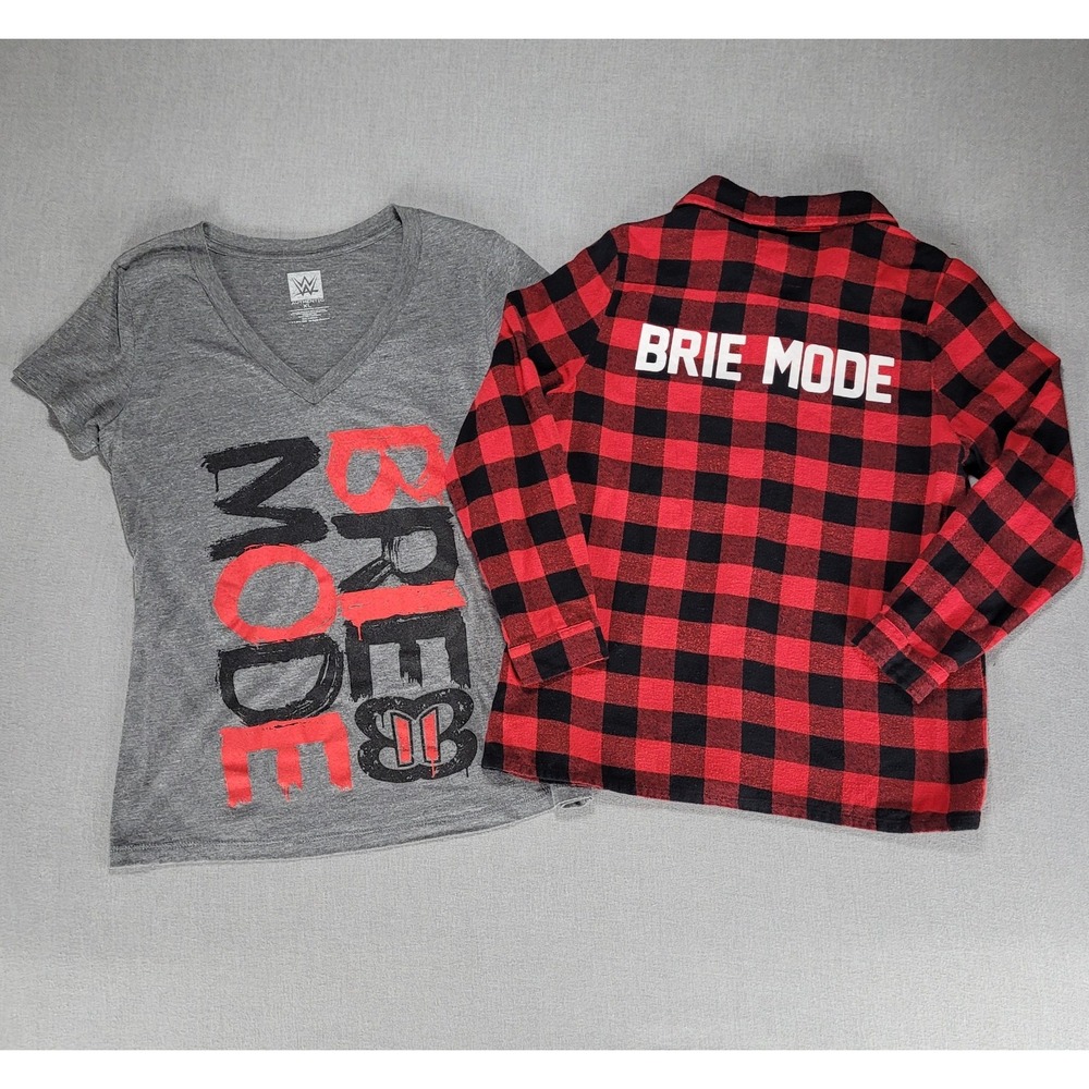 WWE Brie Mode Bella Twins Flannel & T-Shirt Lot Womens XL